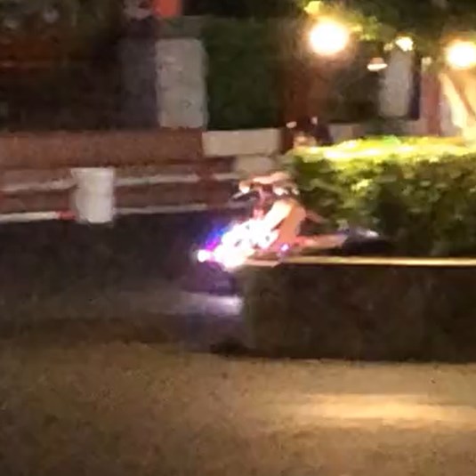 Đi chạy xe điện trước cổng Đầm Sen